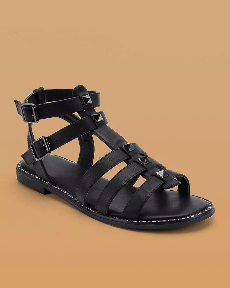 Women's Casual Rivet Adjusting Buckle Flat Sandals