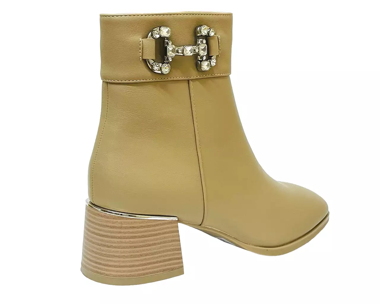 Women's Diamante Block Heel Zip Ankle Boots