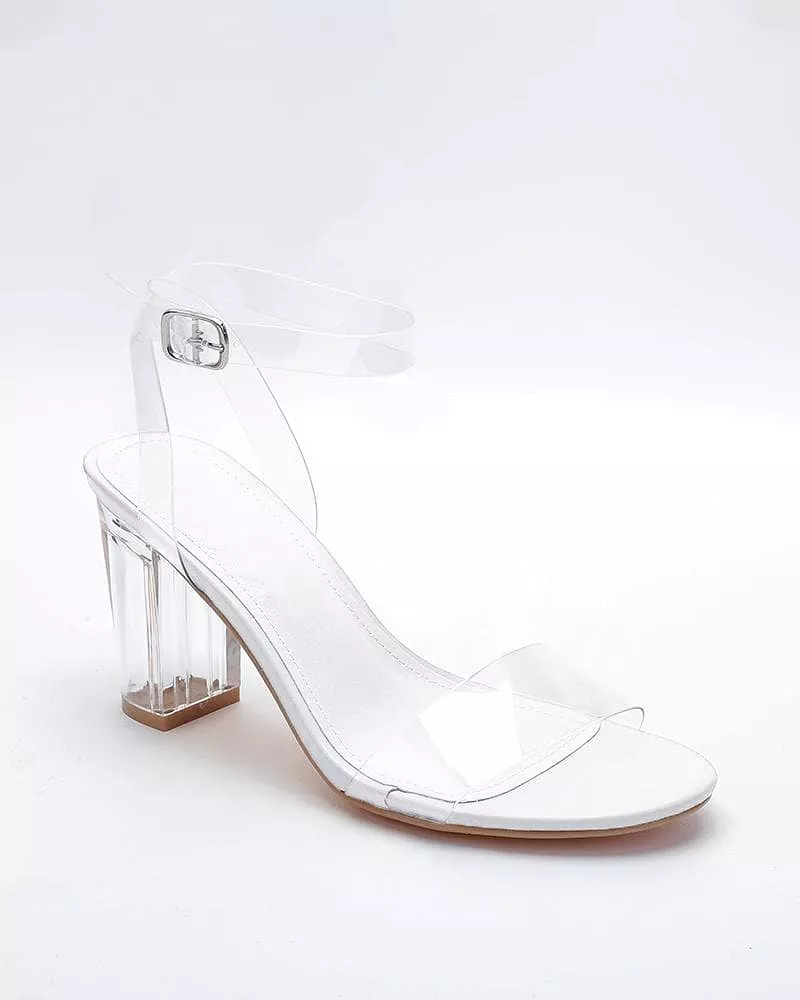 Women's Elegant PVC Transparent Heel Sandals