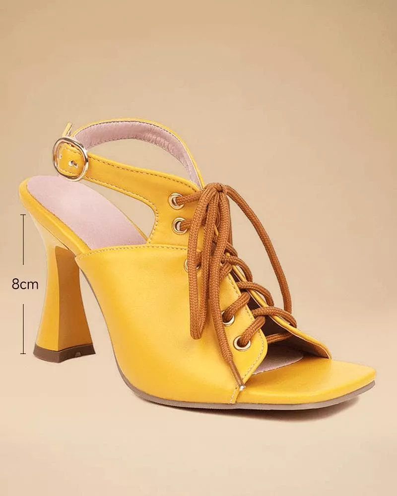 Women's Fashion Web celebrity style Adjusting Buckle Heeled Sandals