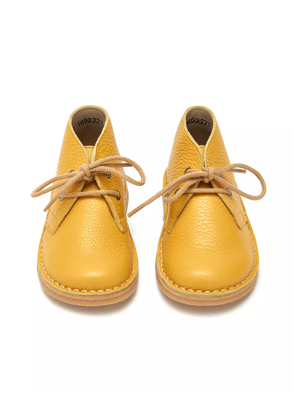 Yellow Leather Kids Lace Up Boots