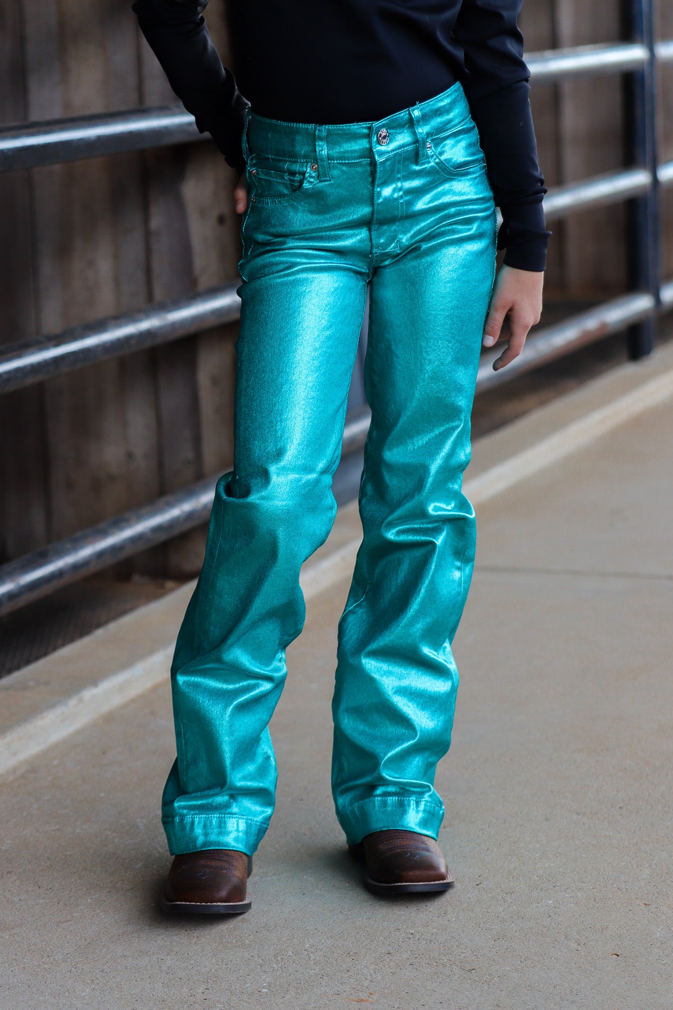 *YOUTH* TURQUOISE METALLIC SIGNATURE TROUSER